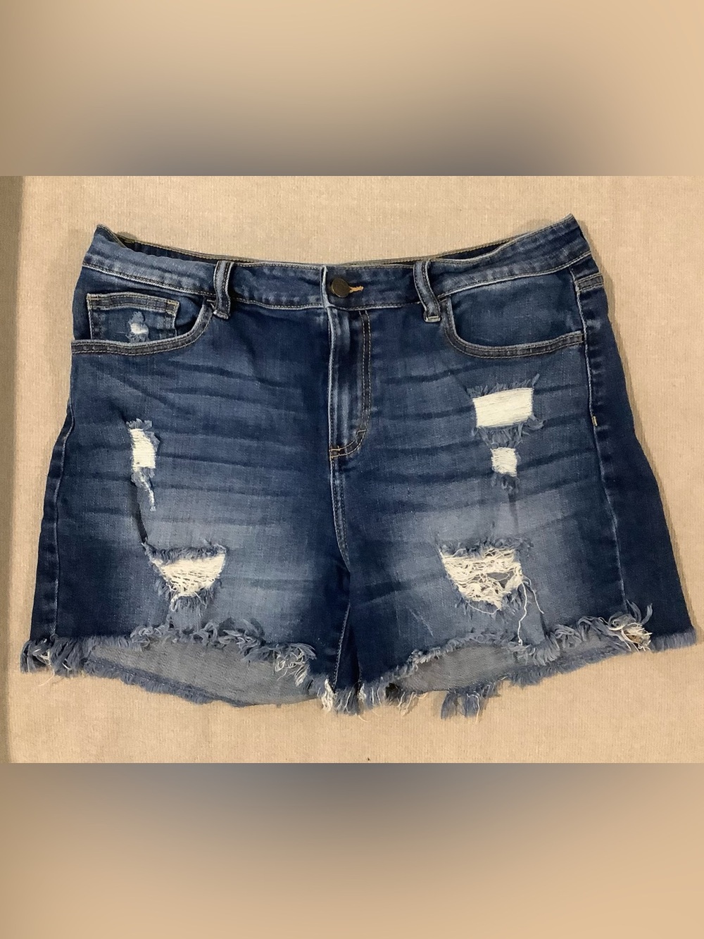 Cello Distressed Dark Blue Denim Shorts